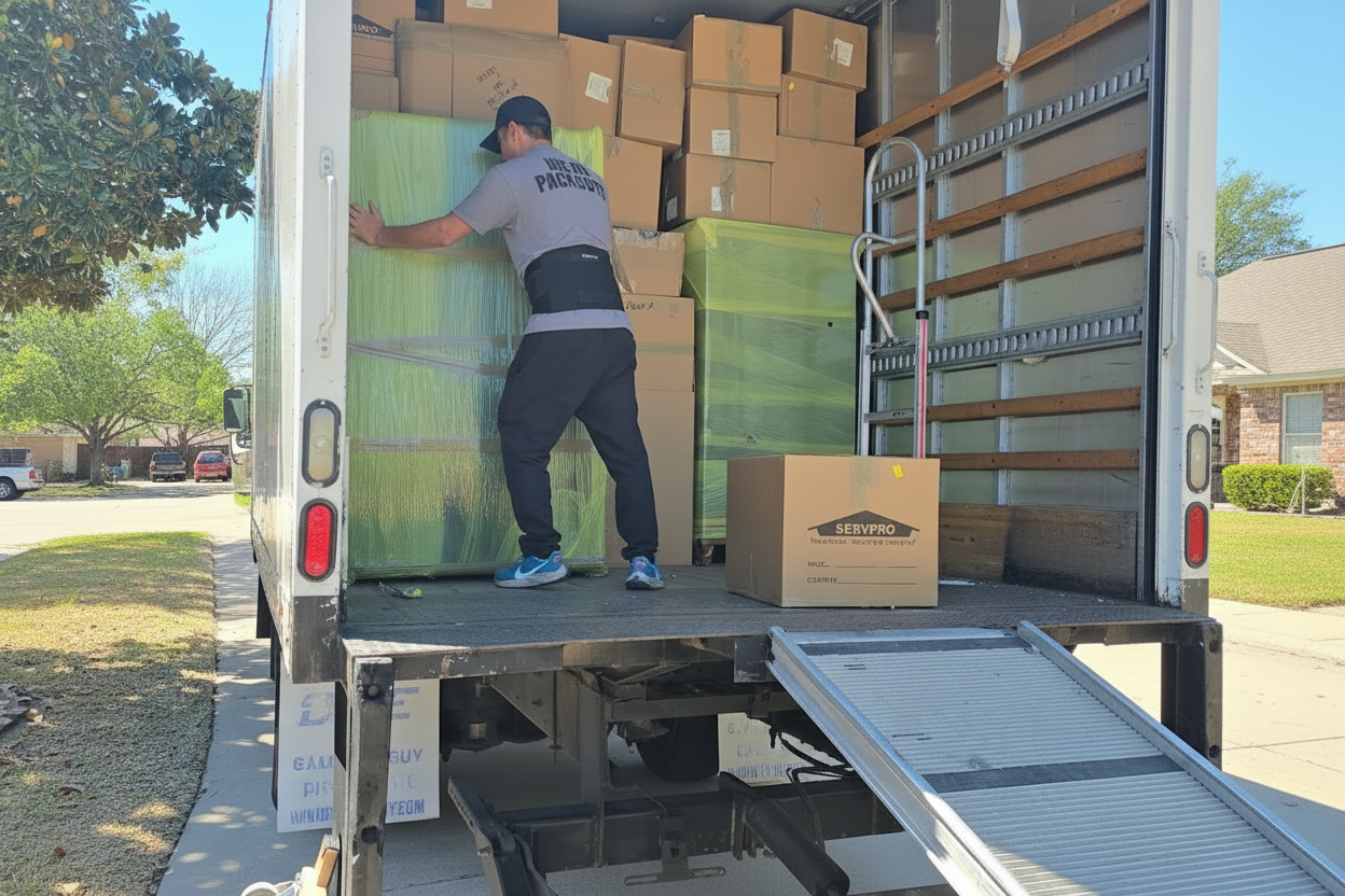 Stonebriar Moving crew carefully packing and moving items for a senior living transition near Turtle Creek, Dallas